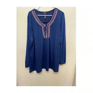 🆕Karen Brooks Long Sleeve Embroidery Tunic 3X🆕